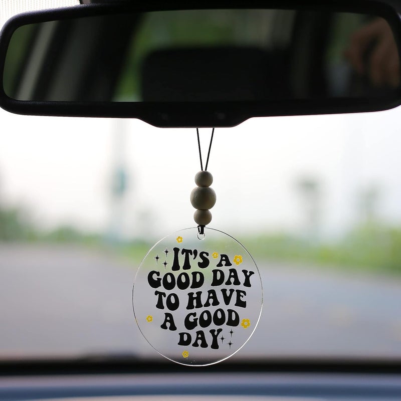 Talataca It's A Good Day to Have A Good Day 2D Flat Car Ornament with Wood Beads - Image 4