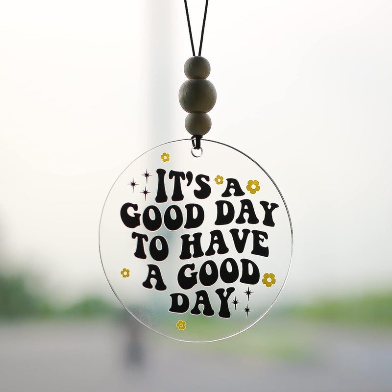 Talataca It's A Good Day to Have A Good Day 2D Flat Car Ornament with Wood Beads - Image 5