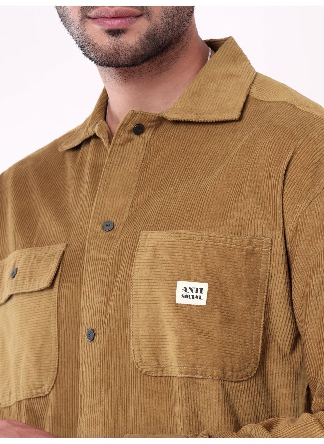 Beyoung Golden Brown  Shacket for Men  - Image 5