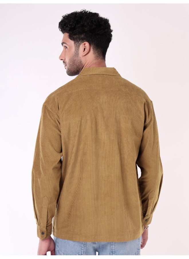 Beyoung Golden Brown  Shacket for Men  - Image 2