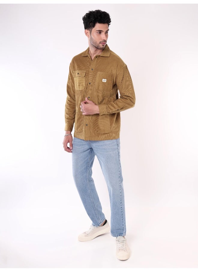 Beyoung Golden Brown  Shacket for Men  - Image 4