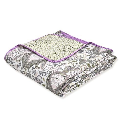 Tzafrir Dohar Double Bed Cotton | AC Duvet Comforter | Reversible Blanket Quilt | Sleeping Top Sheet All Weather (84 x 96, Purple Green, Pack of 1) - Image 2