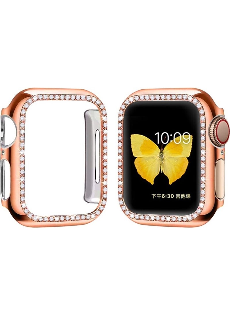 Techmaster Apple Watch 5 6 40MM Compatible Single Row Shiny Stone Rubber Case Cover  - Image 2