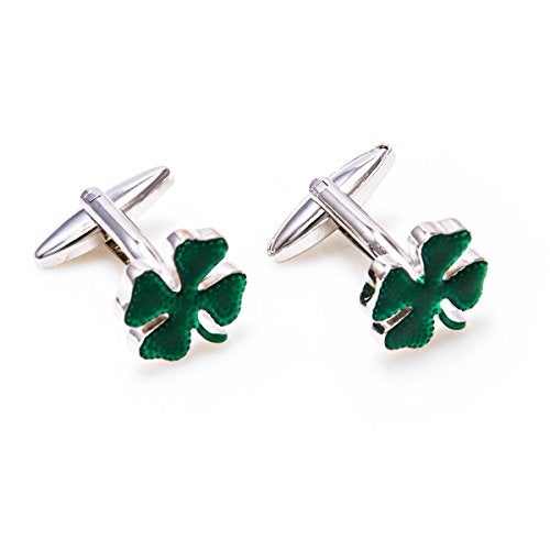MRCUFF Clover Green Irish Ireland Shamrock 4 Leaf Pair Cufflinks in a Presentation Gift Box & Polishing Cloth - Image 3