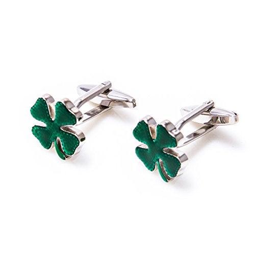 MRCUFF Clover Green Irish Ireland Shamrock 4 Leaf Pair Cufflinks in a Presentation Gift Box & Polishing Cloth - Image 4