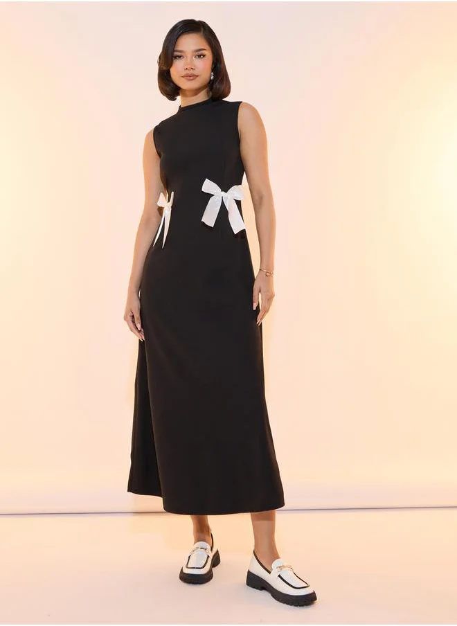 Take Two Bow Detail Sleeveless A-Line Midi Dress