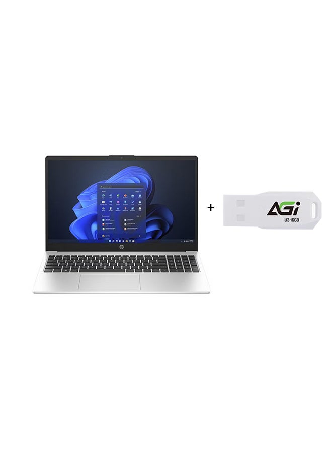 HP 250 G10 (Upgraded Version) Laptop With 15.6-Inch Full HD (1920x1080) Display, Core i7-1355U Processor/16GB RAM DDR5/1TB SSD/Intel Iris XE Graphics/Windows 11+FLASH DRIVE 16 GB 3.2 English/Arabic Turbo Silver - Image 1