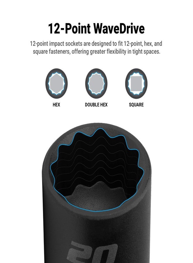 Capri Tools 3/8 in. Drive Deep Impact Socket Set, 12-Point, Metric, 8 to 22 mm, 15-Piece - Image 2