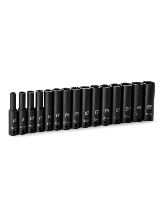 Capri Tools 3/8 in. Drive Deep Impact Socket Set, 12-Point, Metric, 8 to 22 mm, 15-Piece - Image 1