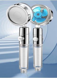 High Pressure Handheld Turbocharged Shower Head With Filter Blue