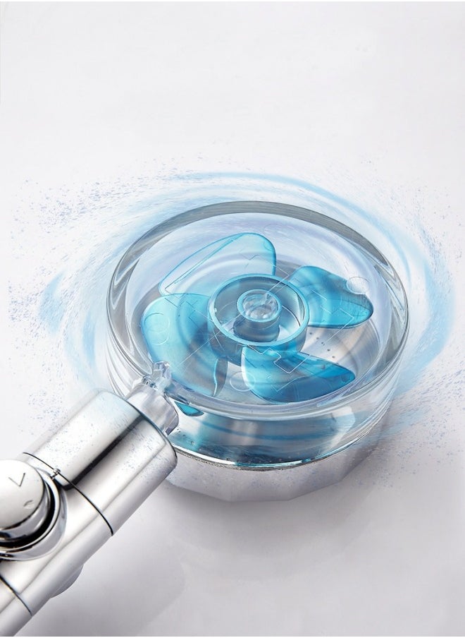 MIXDE - High Pressure Handheld Turbocharged Shower Head With Filter Blue - Image 1