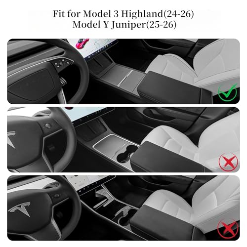 frani Center Console Armrest Cover Designed for Tesla Model 3 Highland 20242026 and Model Y Juniper 2026 RefreshNonSlip Designed with EZ Snap On InstallCarbon Fiber Texture - Image 3