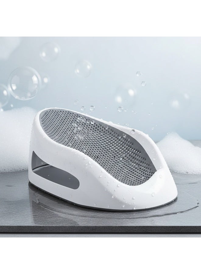 كرسي استحمام آمن للرضع مانع للانزلاق مع مسند رأس مائل | دعم استحمام للطفل للاستخدام على الحوض أو داخل البانيو | تصميم صحي لتصريف المياه | 3–6 أشهر | ألوان متعددة - Image 2