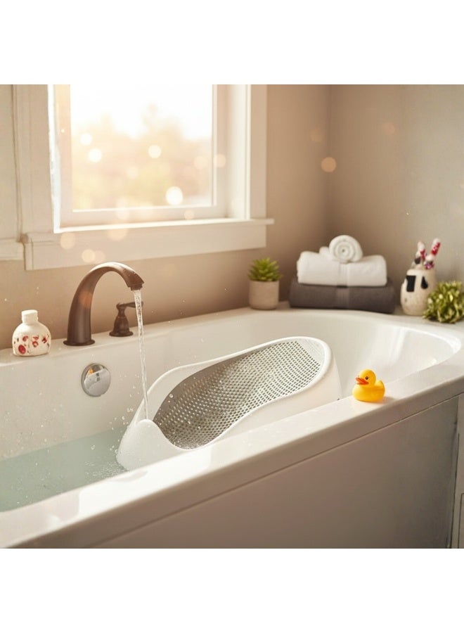 كرسي استحمام آمن للرضع مانع للانزلاق مع مسند رأس مائل | دعم استحمام للطفل للاستخدام على الحوض أو داخل البانيو | تصميم صحي لتصريف المياه | 3–6 أشهر | ألوان متعددة - Image 4