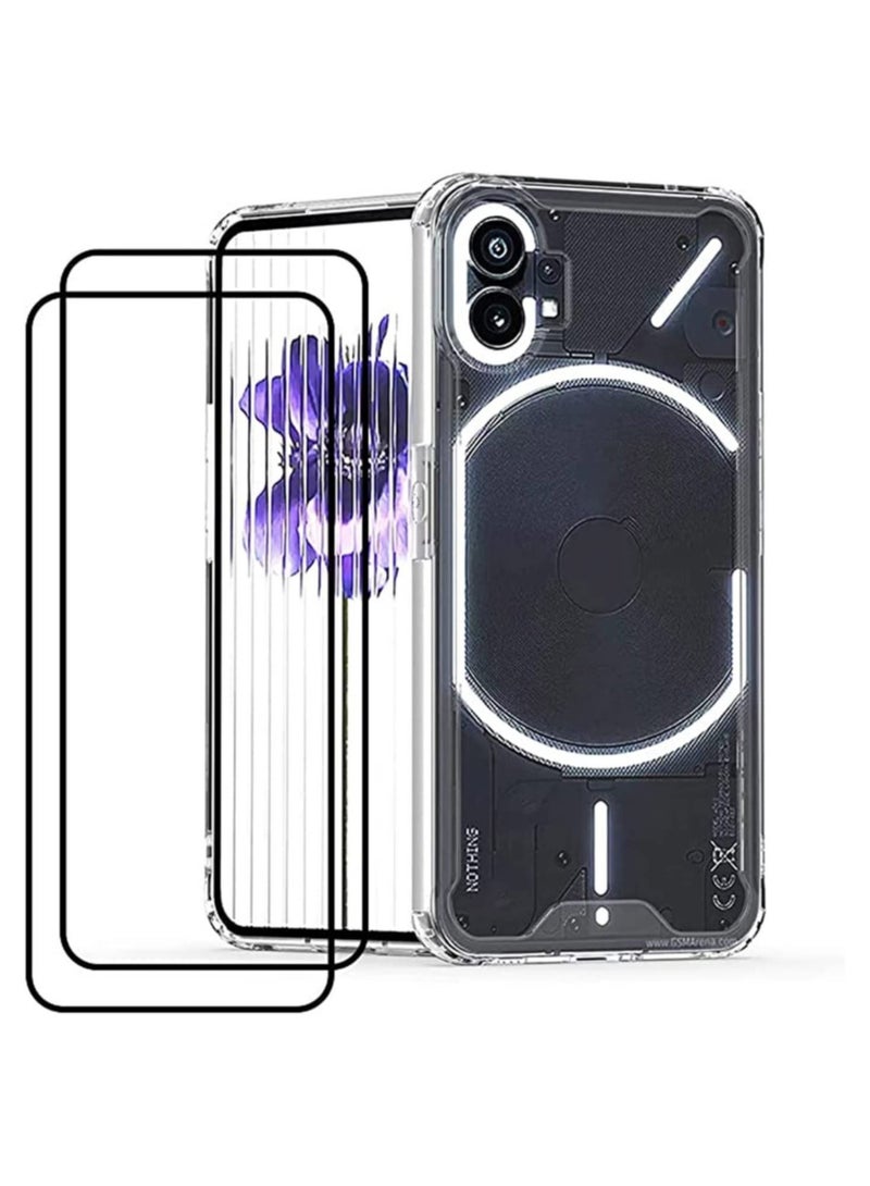 إلترازون (1+2pcs) Compatible with Nothing Phone 1 Case Clear Transparent with Screen Protector Reinforced Corners TPU Shock-Absorption Flexible Cell Phone Cover - Image 2