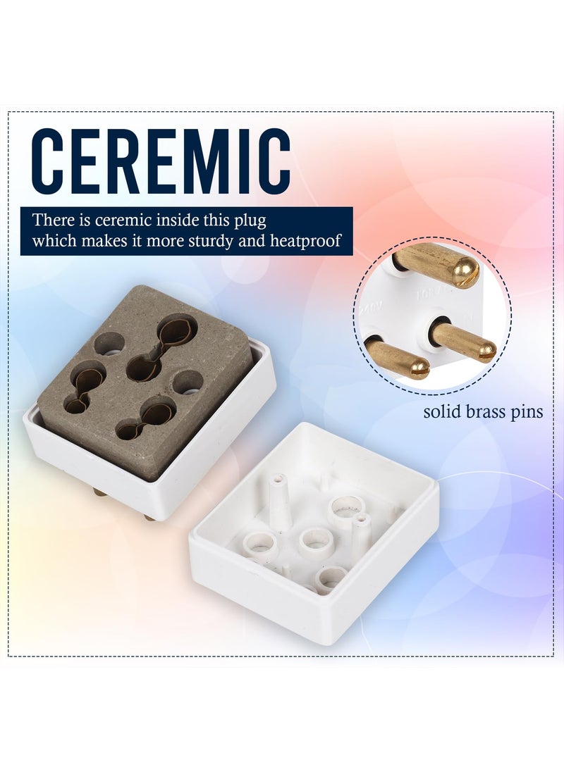 Mica MICA 6 amp to 16 amp Ceramic Inside Solid 3 Pin Conversion Plug Qty 1 White and MICA 3 Pin Universal Travel Adapter Conversion Plug Qty 1 White Pack of 2  - Image 3