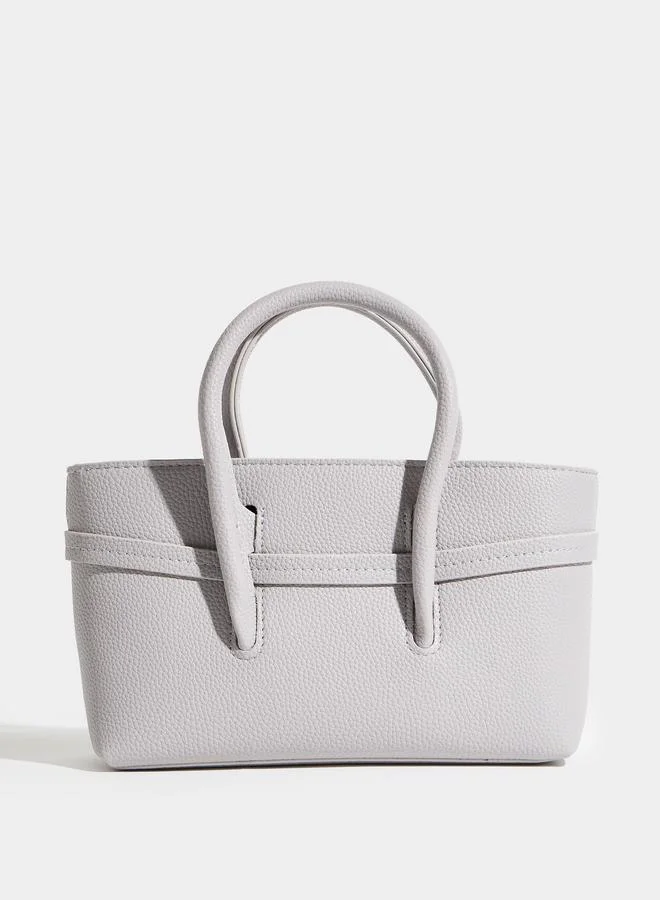 ستايلي Grey Textured Horse Charm Tote Bag