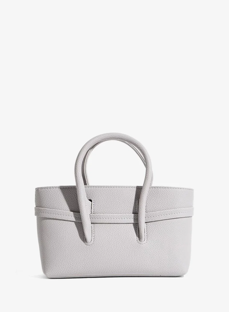 Styli Grey Textured Horse Charm Tote Bag