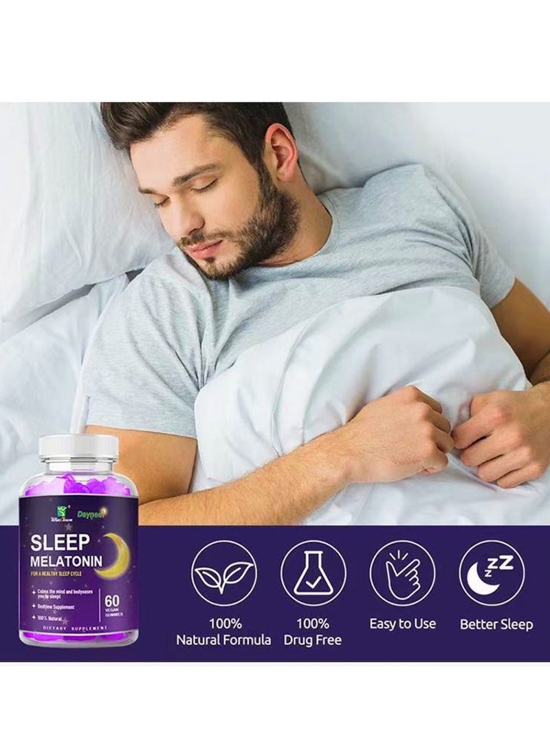 ديني مكمل ميلاتونين سريع الذوبان 60 حبة نباتية جummies مساعدة للنوم ليلاً بنكهة التوت الطبيعية نباتي خالي من الكائنات المعدلة وراثياً وخالي من الغلوتين - Image 4