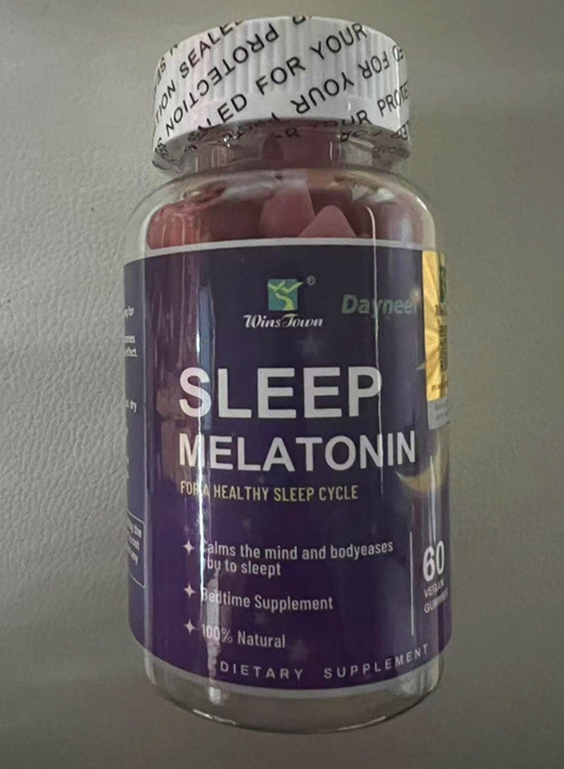 ديني مكمل ميلاتونين سريع الذوبان 60 حبة نباتية جummies مساعدة للنوم ليلاً بنكهة التوت الطبيعية نباتي خالي من الكائنات المعدلة وراثياً وخالي من الغلوتين - Image 1