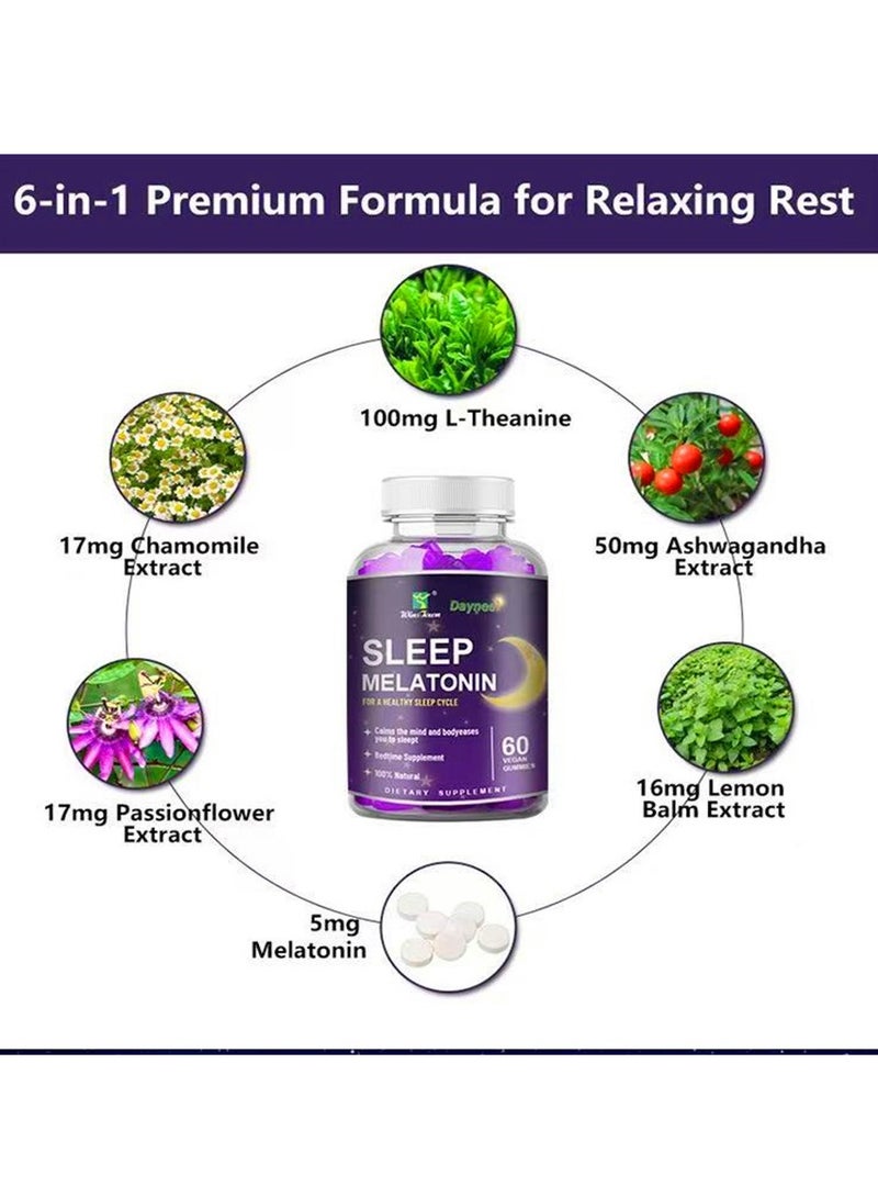ديني مكمل ميلاتونين سريع الذوبان 60 حبة نباتية جummies مساعدة للنوم ليلاً بنكهة التوت الطبيعية نباتي خالي من الكائنات المعدلة وراثياً وخالي من الغلوتين - Image 5