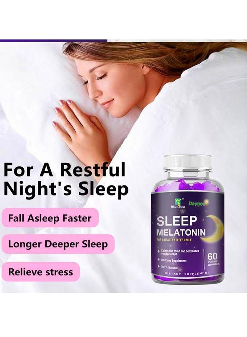 ديني مكمل ميلاتونين سريع الذوبان 60 حبة نباتية جummies مساعدة للنوم ليلاً بنكهة التوت الطبيعية نباتي خالي من الكائنات المعدلة وراثياً وخالي من الغلوتين - Image 2
