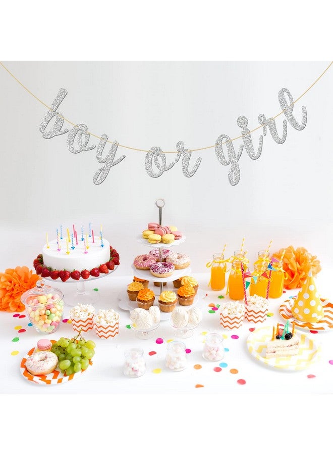 INNORU Glitter Silver Boy Or Girl Banner Baby Shower Prince Or Princess Garland Bunting Gender Reveal Party Bunting Decorations - Image 4
