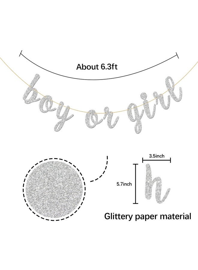 INNORU Glitter Silver Boy Or Girl Banner Baby Shower Prince Or Princess Garland Bunting Gender Reveal Party Bunting Decorations - Image 3