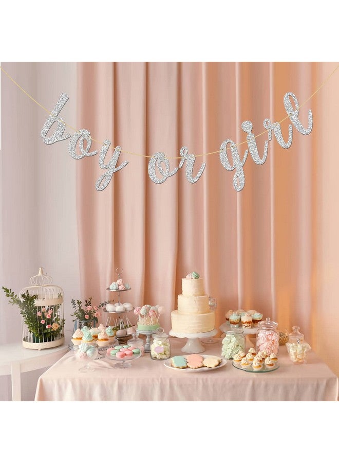 INNORU Glitter Silver Boy Or Girl Banner Baby Shower Prince Or Princess Garland Bunting Gender Reveal Party Bunting Decorations - Image 5