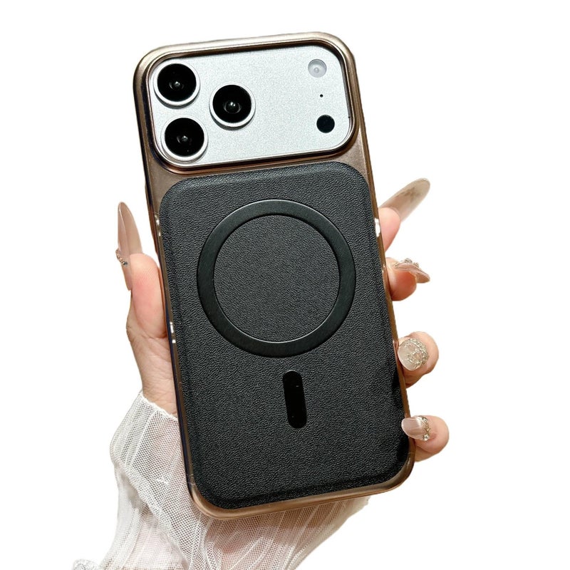 MagSafe Case, Strong Magnetic, Shockproof Cover for iPhone 14 / 14 Plus / 14 Pro / 14 Pro Max, Black Leather Texture - Veloris - Image 3