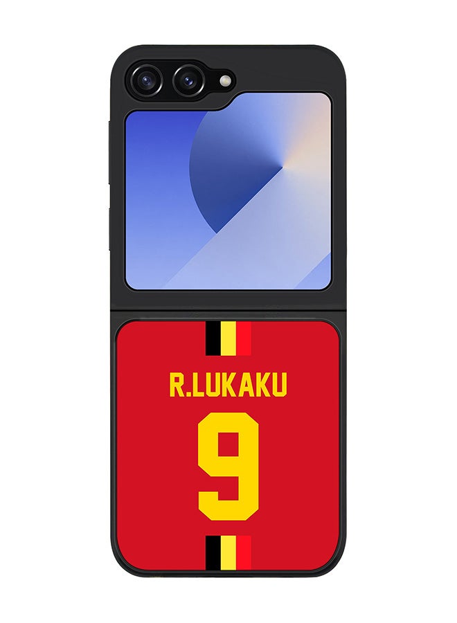 Stylizedd Rugged Black edge case for Samsung Galaxy Z Flip6, Slim fit Case Flexible TPU Gel Thin Cover - Football Team - Belgium, Player Name - R.Lukaku - Image 1