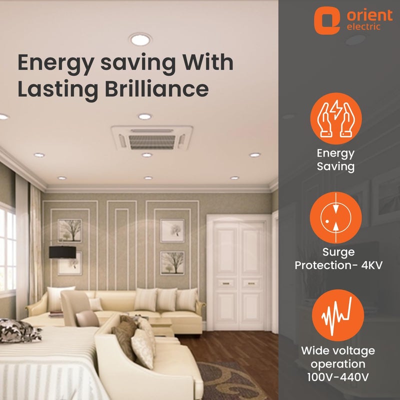 Orient Electric ضوء سقف LED 6 واط من مونلايت، ضوء أبيض بارد، دائري، عبوة من 1، ضوء LED مدمج في السقف، مناسب لصندوق تقاطع 3 بوصة (ألمنيوم) (6 واط، عبوة من 1) - Image 4