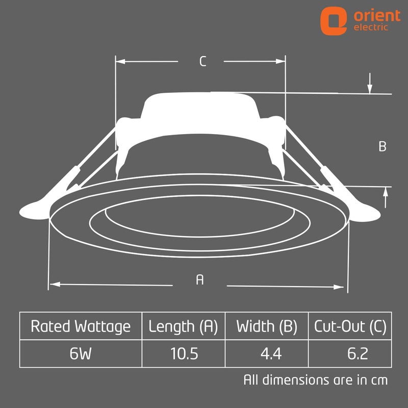 Orient Electric ضوء سقف LED 6 واط من مونلايت، ضوء أبيض بارد، دائري، عبوة من 1، ضوء LED مدمج في السقف، مناسب لصندوق تقاطع 3 بوصة (ألمنيوم) (6 واط، عبوة من 1) - Image 5