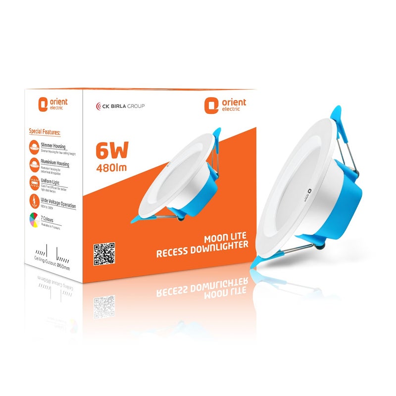 Orient Electric ضوء سقف LED 6 واط من مونلايت، ضوء أبيض بارد، دائري، عبوة من 1، ضوء LED مدمج في السقف، مناسب لصندوق تقاطع 3 بوصة (ألمنيوم) (6 واط، عبوة من 1) - Image 1