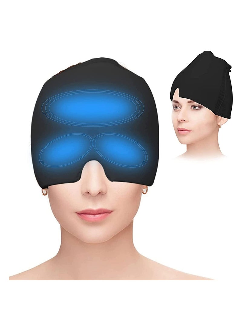GGEROU Migraine Relief Cap, Gel Headache Relief Hat, Migraine Ice Head Wrap Cap, Reusable Cold/Hot Therapy,Black  - Image 1