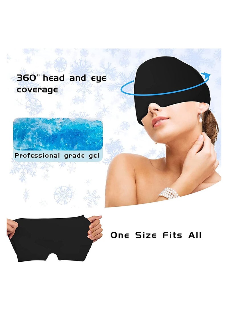 GGEROU Migraine Relief Cap, Gel Headache Relief Hat, Migraine Ice Head Wrap Cap, Reusable Cold/Hot Therapy,Black  - Image 3