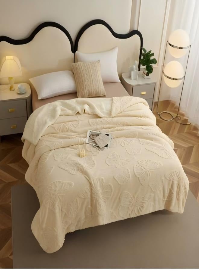 Butterfly double-layer tuff velvet solid-color blanket, winter thickened warm blanket, nap blanket, universal sofa cover blanket  - Image 1