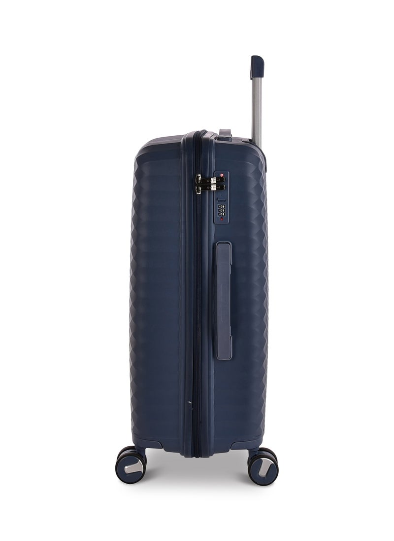 New Travel Luggage Set, Polypropylene (PP) Material, Hard Trolley Travel Bag with Carry On Cabin and Checked In Sizes, Combination Lock and 4 Double Wheels, Size 20/24/28 Inches, 162/3P