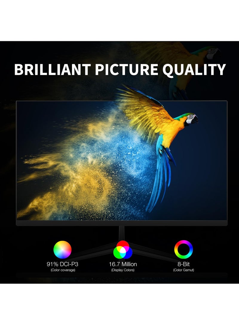 فلاشهوك شاشة ألعاب منحنية مقاس 24 بوصة، شاشة كمبيوتر شخصي منحنية بدقة FHD 1080P بمعدل تحديث 75 هرتز، 1800R، زمن استجابة 1 مللي ثانية، سطوع 250 شمعة، 16.7 مليون لون، إطار بدون إطار، منفذ HDMI واحد ومنفذ VGA واحد - Image 5