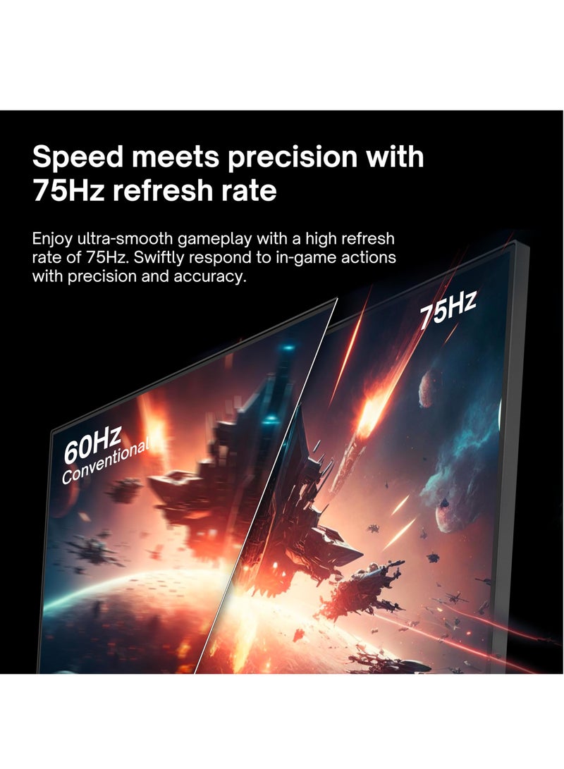 فلاشهوك شاشة ألعاب منحنية مقاس 24 بوصة، شاشة كمبيوتر شخصي منحنية بدقة FHD 1080P بمعدل تحديث 75 هرتز، 1800R، زمن استجابة 1 مللي ثانية، سطوع 250 شمعة، 16.7 مليون لون، إطار بدون إطار، منفذ HDMI واحد ومنفذ VGA واحد - Image 3