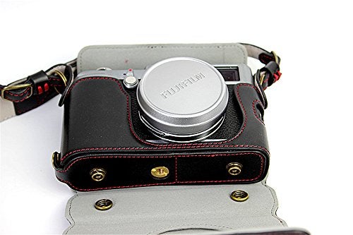 BolinUS X100 Case, BolinUS Handmade PU Leather Fullbody Camera Case Bag Cover for Fujifilm Fuji X100 X100S X100T Bottom Opening Version + Neck Strap -Black - Image 2