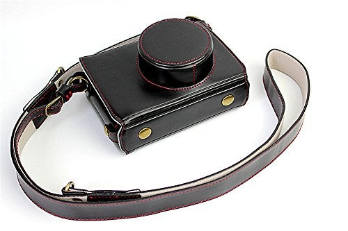 BolinUS X100 Case, BolinUS Handmade PU Leather Fullbody Camera Case Bag Cover for Fujifilm Fuji X100 X100S X100T Bottom Opening Version + Neck Strap -Black - Image 1