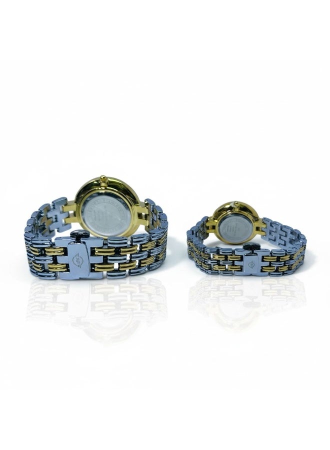 ROYAL FORCE ELARA DUO RF2502 Couple Watches – Luxury His & Hers Stainless Steel Watch Set, Gold & Silver Two-Tone Bracelet, Minimal Dial, Quartz Movement, Elegant Gift for Men & Women - Image 4