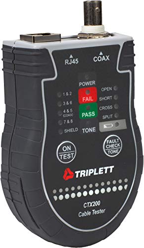 Triplett CTX200 Pocket CAT LAN Tester for RJ45, CAT 5/6, and Coax Cables with Instant Pass/Fail Results - Image 3