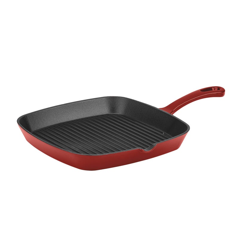 Cuisinart CI30-23CR Chef's Classic Enameled Cast Iron 9-1/4-Inch Square Grill Pan, Cardinal Red - Image 1