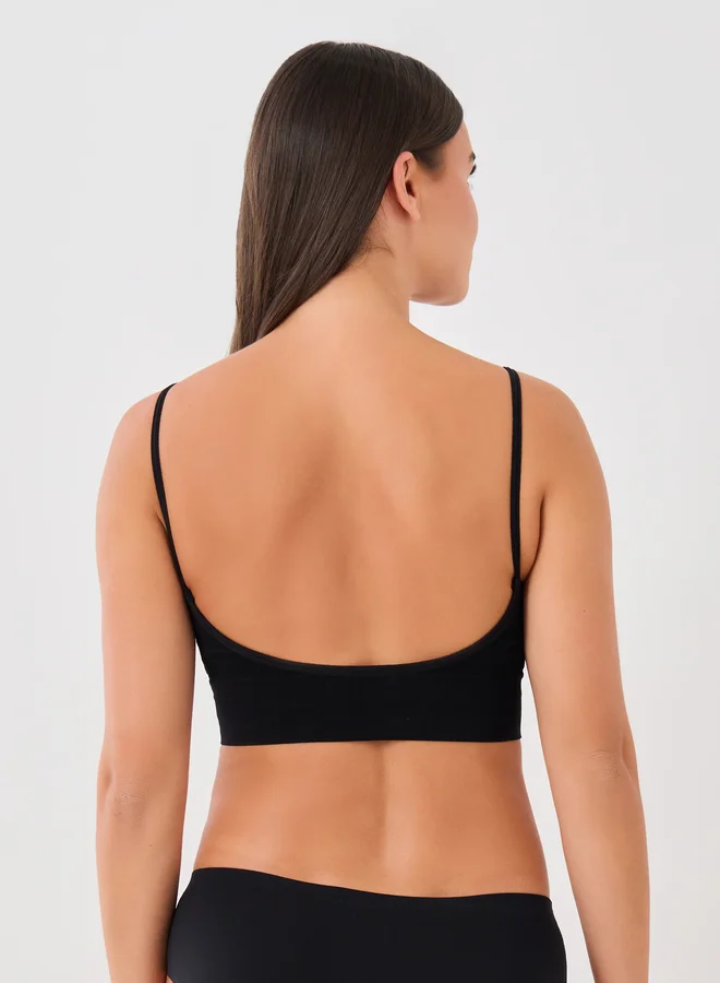 Styli Pack of 2 - Padded Seamless Ribbed Crop Top