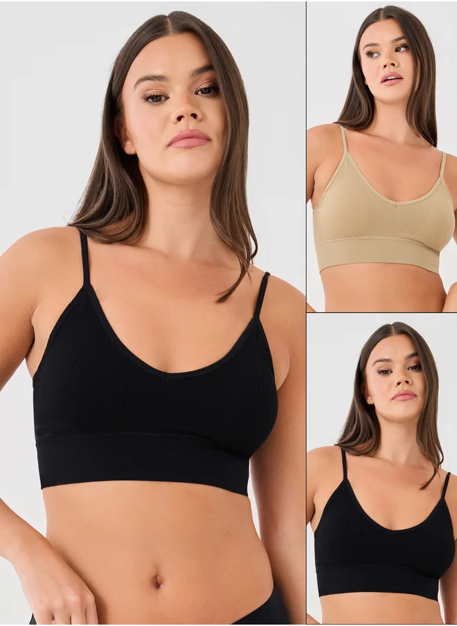 Styli Pack of 2 - Padded Seamless Ribbed Crop Top
