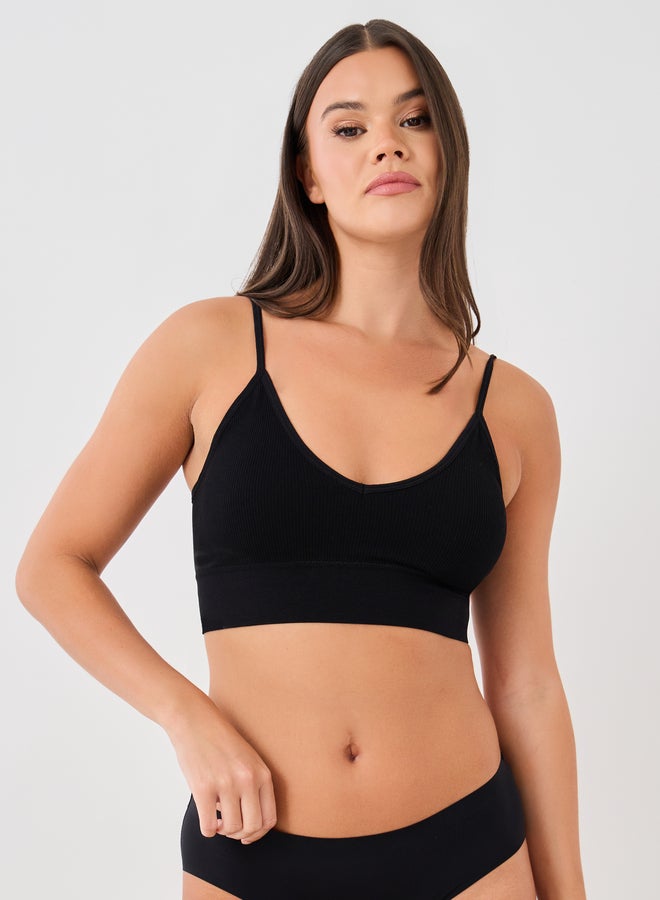 Styli Pack of 2 - Padded Seamless Ribbed Crop Top  - Image 2