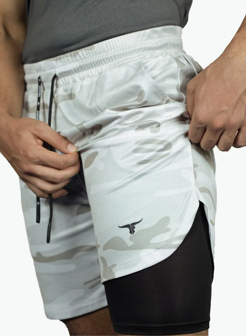 SprintHint - Mens 2-in-1 Shorts - CamoWhite