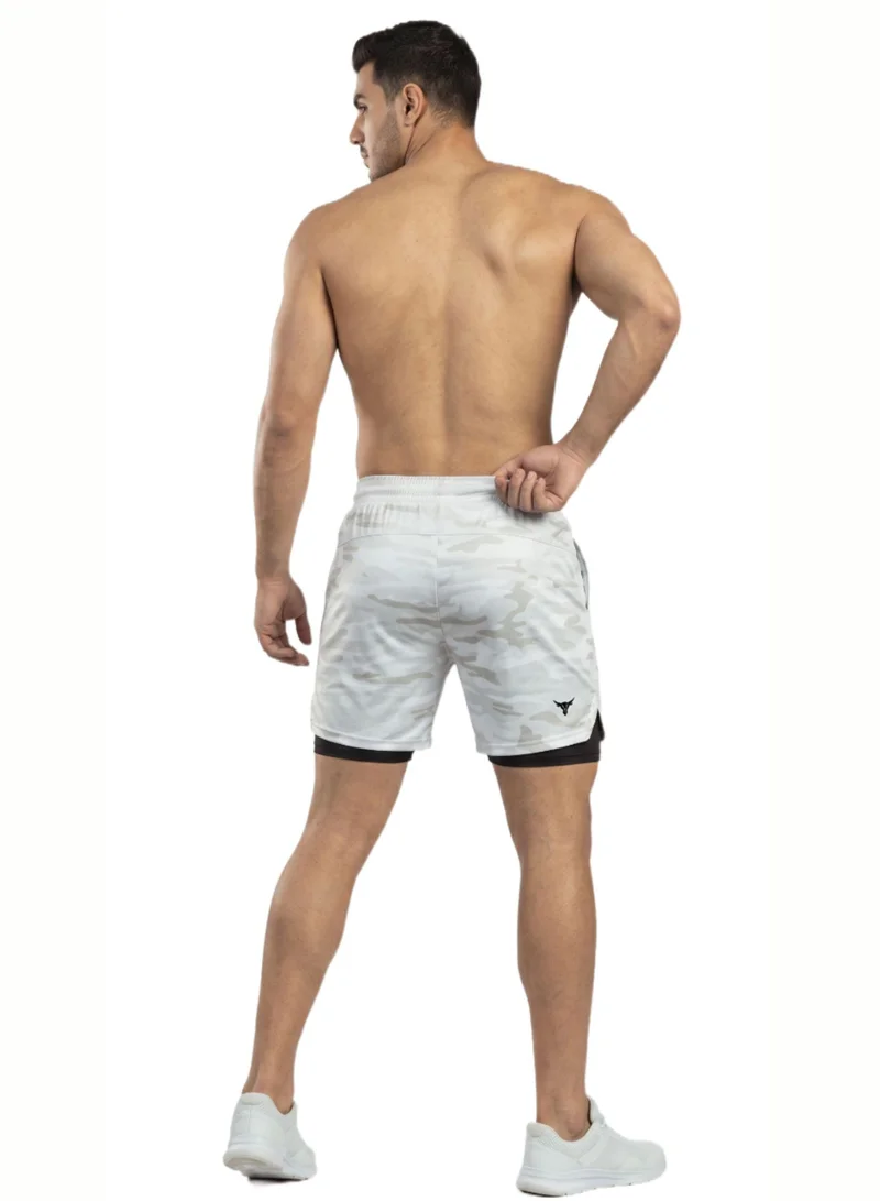 THUGFIT SprintHint - Mens 2-in-1 Shorts - CamoWhite